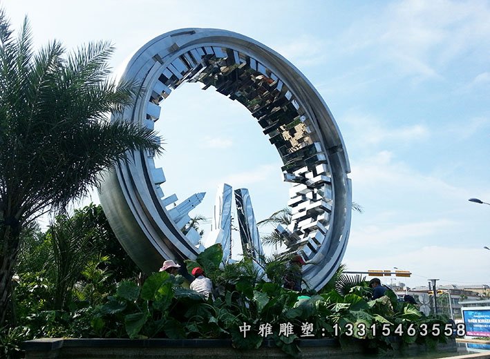 不锈钢抽象齿轮 公园景观雕塑 (3)