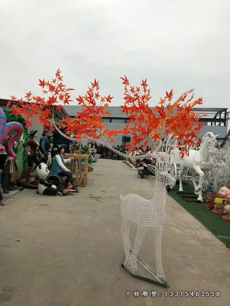 不锈钢镂空麋鹿雕塑 (1)