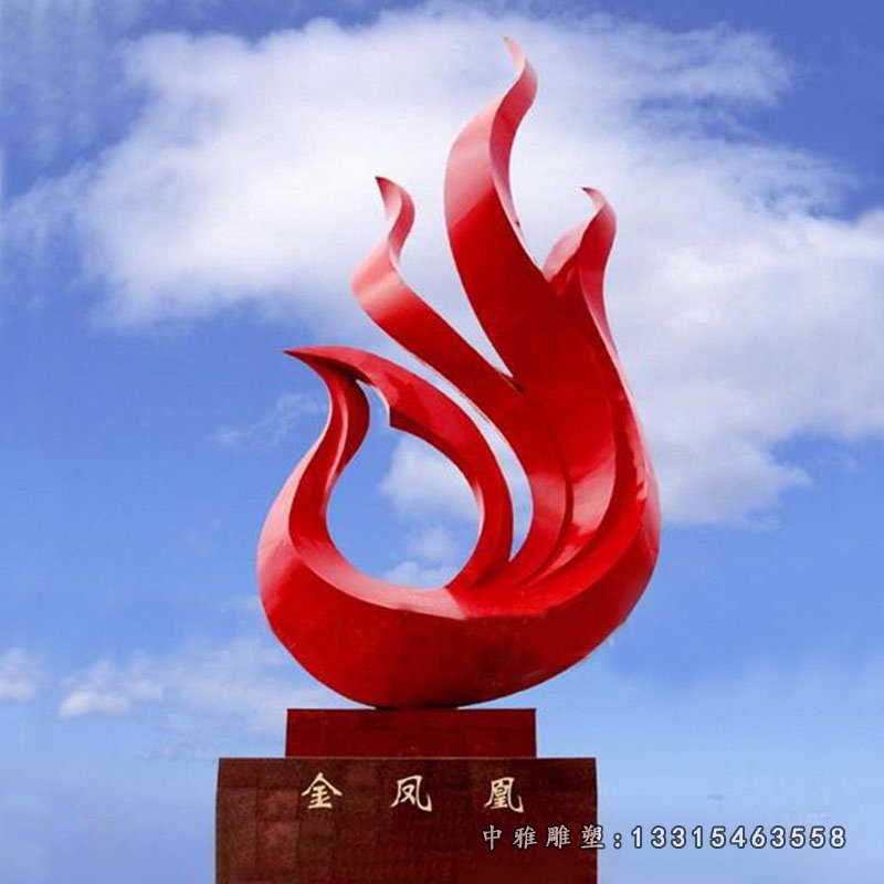 不锈钢抽象金凤凰雕塑