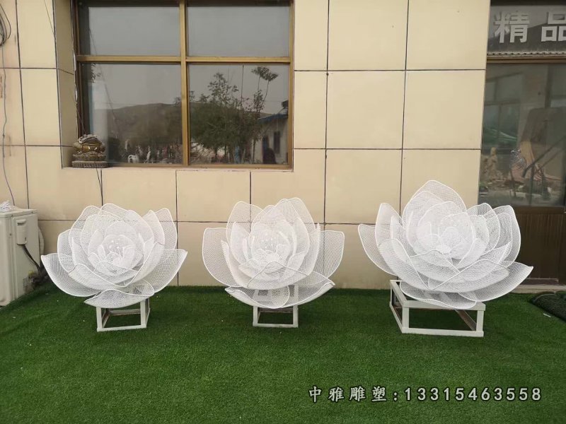 不锈钢镂空荷花雕塑 (4)