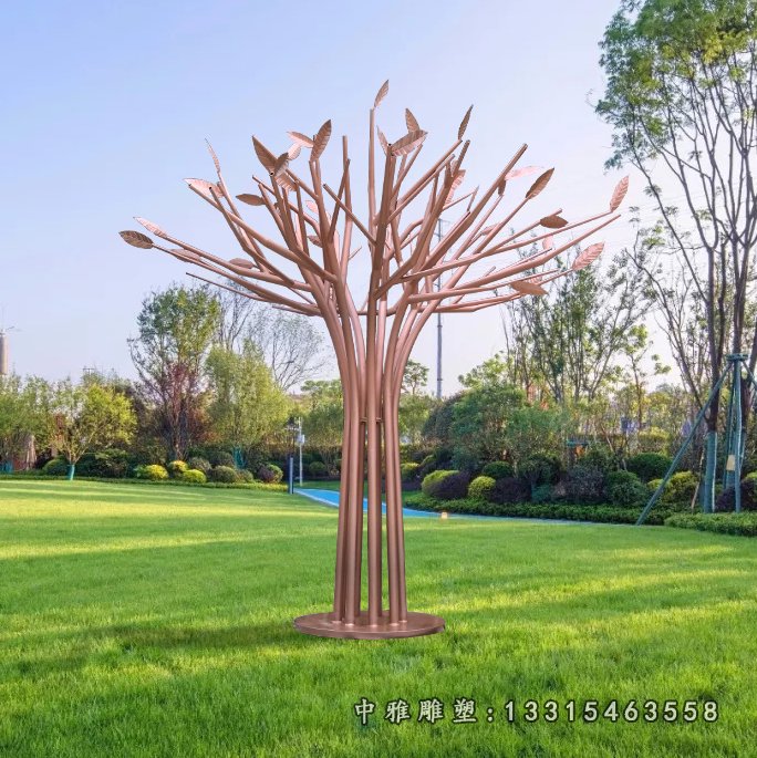 不锈钢景观树雕塑 (2)