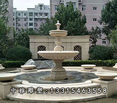 别墅欧式双层喷泉石雕