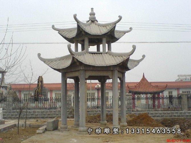 石凉亭，青石凉亭，两层石凉亭 (1)