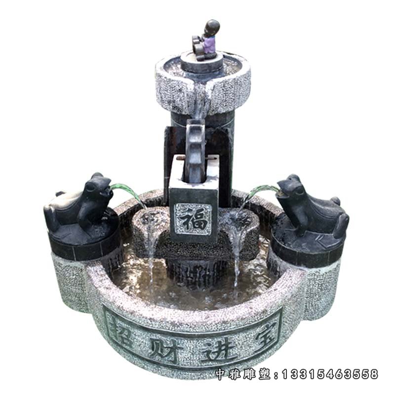 青石招财进宝喷泉 石雕酒点景观