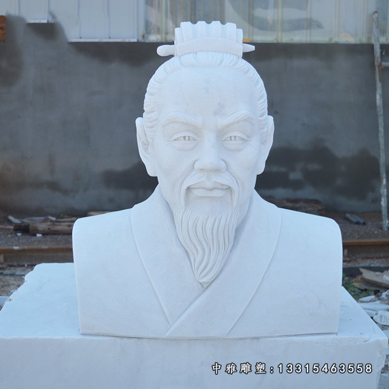 汉白玉孟子头像 石雕校园人物雕塑