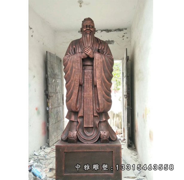 玻璃钢仿铜孔子雕塑，校园人物雕塑