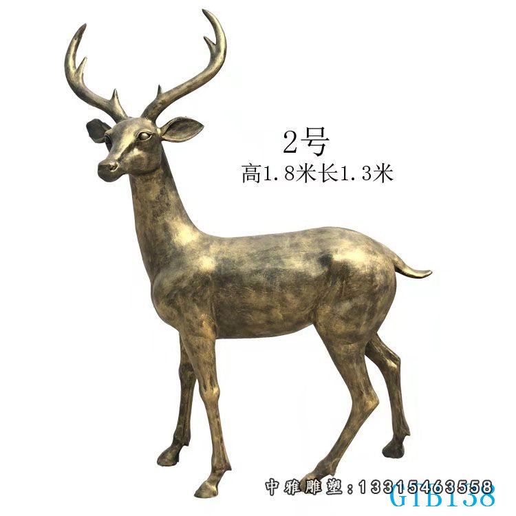 玻璃钢动物鹿雕塑母子鹿户外仿铜梅花鹿奔跑鹿树脂彩绘鹿景观摆件52752