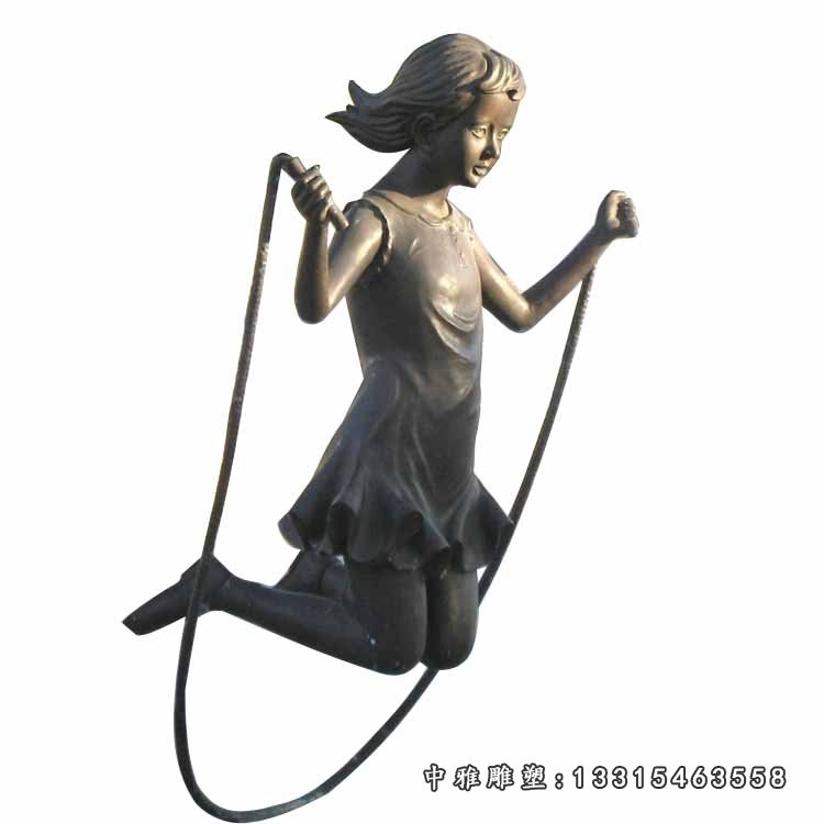 跳绳的小女孩铜雕
