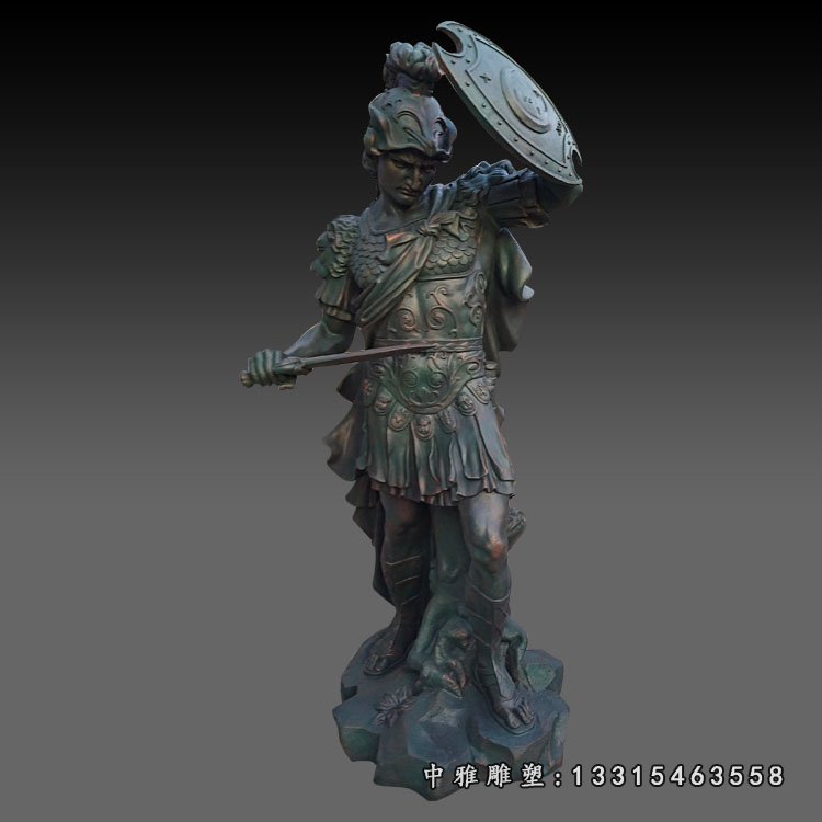 拿短刀的罗马士兵雕塑 玻璃钢仿铜西方人物摆件 (2)