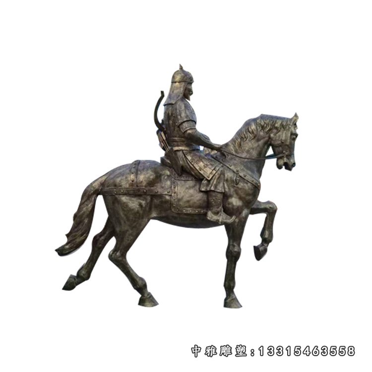 骑马的古代士兵雕塑 玻璃钢仿铜古代人物雕塑 (3)