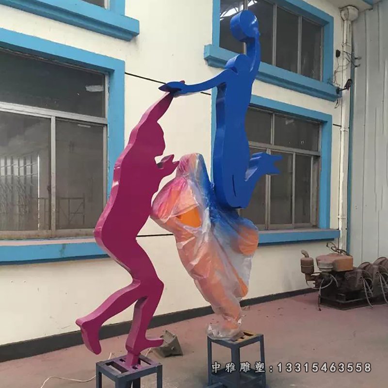 不锈钢打篮球雕塑，广场不锈钢运动雕塑 (3)