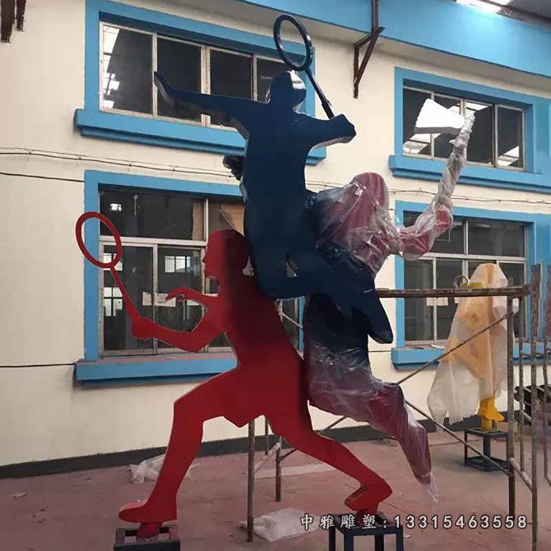 不锈钢打羽毛球雕塑，广场不锈钢雕塑 (4)