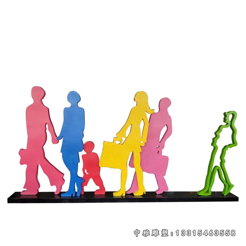 商场不锈钢抽象购物人物雕塑 (3)