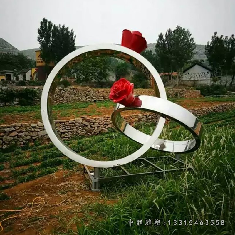不锈钢戒指雕塑，公园景观雕塑