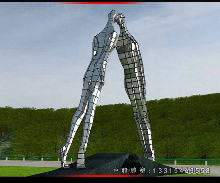 不锈钢情侣雕塑 公园景观雕塑