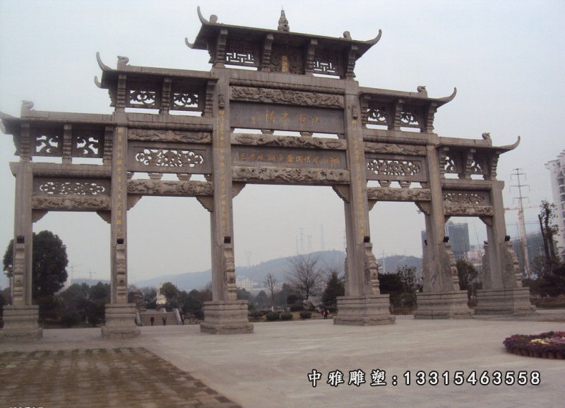 石雕牌坊，五门牌坊雕塑 (1)