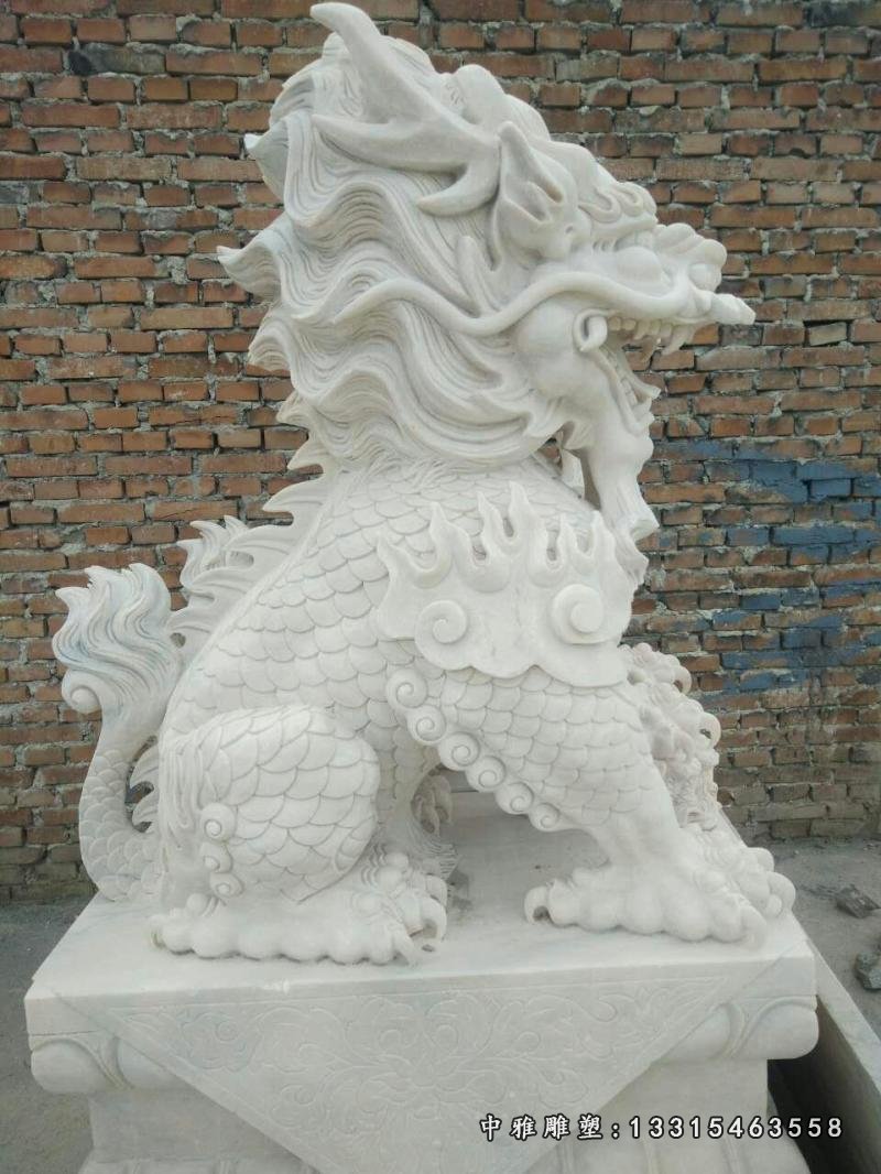 汉白玉麒麟 石雕神兽动物雕塑 (1)