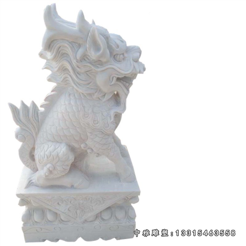 汉白玉麒麟 石雕古代神兽动物