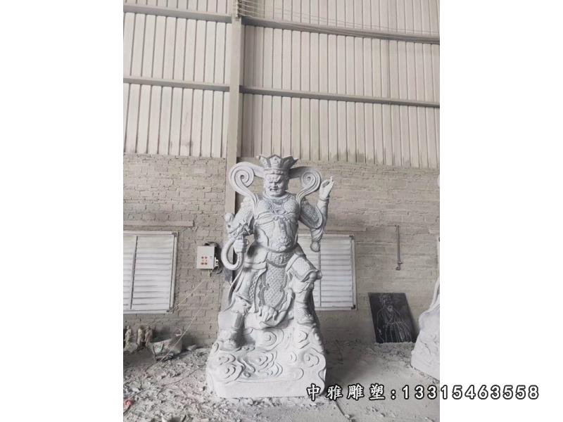 大理石佛像 持刀关公石雕