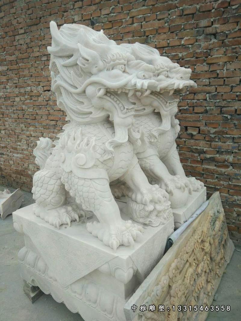 汉白玉狮子 石雕镇宅神兽雕塑 (11)