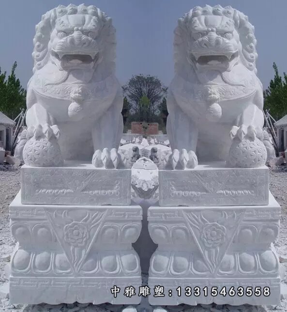 狮子石雕，汉白玉狮子石雕