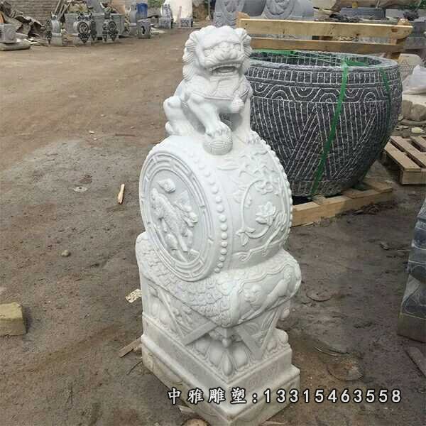 青石仿古狮子抱鼓石 石雕门口门墩 (4)
