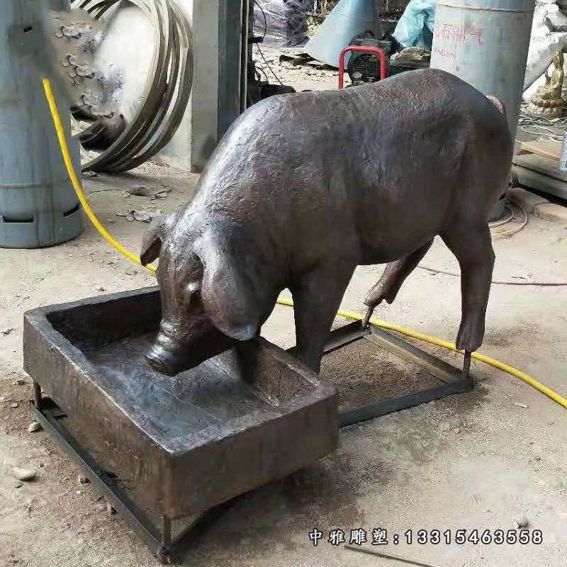 铜雕农场猪动物摆件 (2)