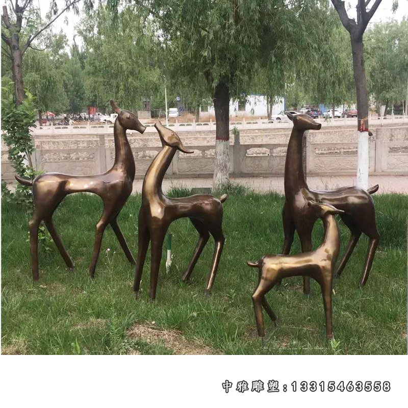 公园仿铜抽象鹿雕塑玻璃钢抽象小鹿雕塑摆件 (4)