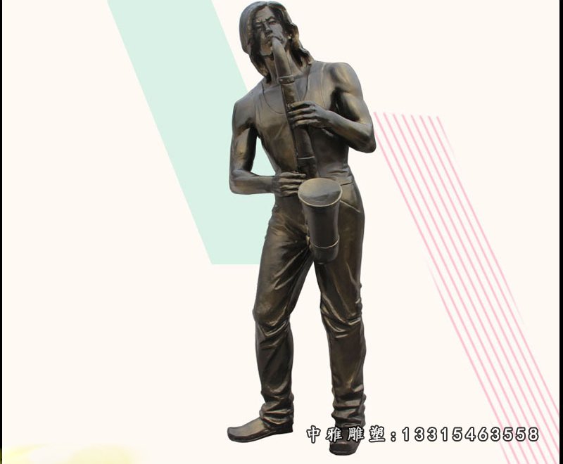 吹萨克斯的人物雕塑 玻璃钢仿铜演奏音乐人物雕塑 (4)