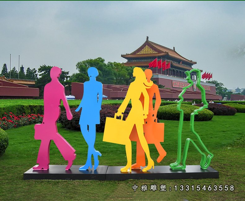 不锈钢时尚购物人物雕塑 (4)