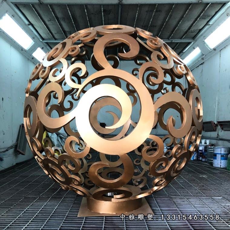 不锈钢金属镂空球造型雕塑