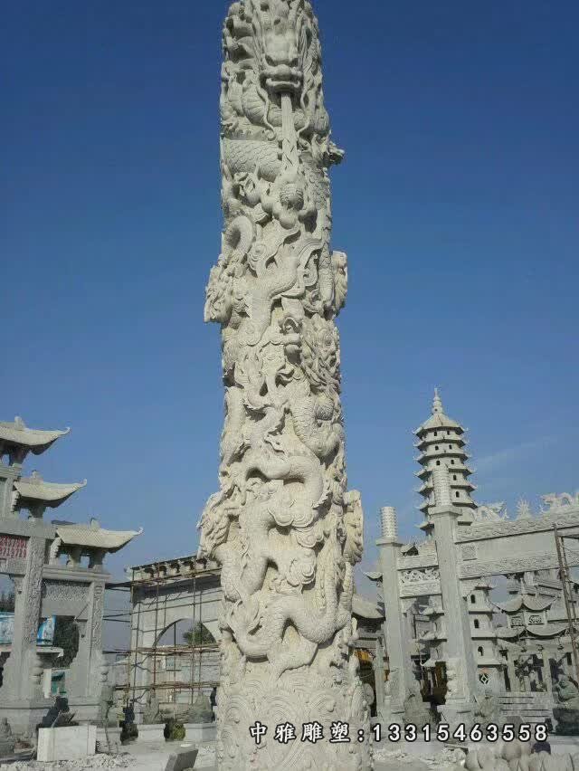 广场大型浮雕龙柱石雕