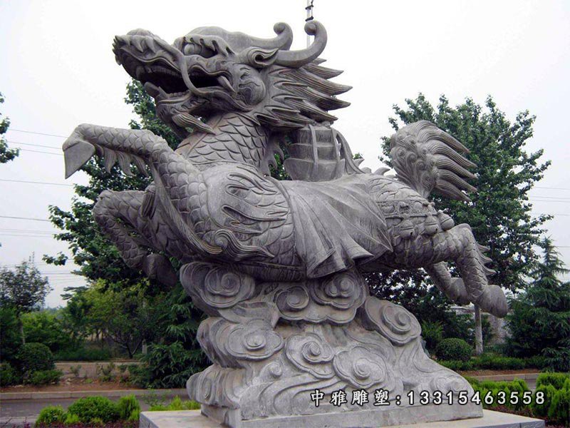 青石仿古飞奔麒麟石雕