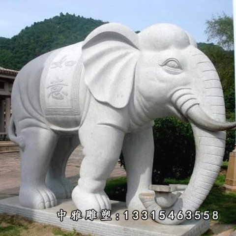 石雕大象，石头大象，汉白玉大象
