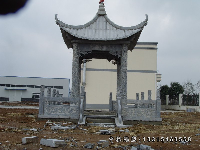 石雕亭子，青石四角凉亭 (3)
