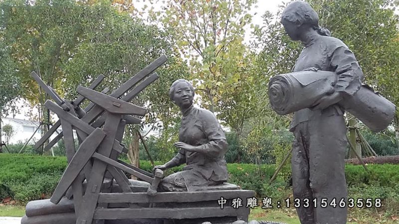 公园纺织人物铜雕
