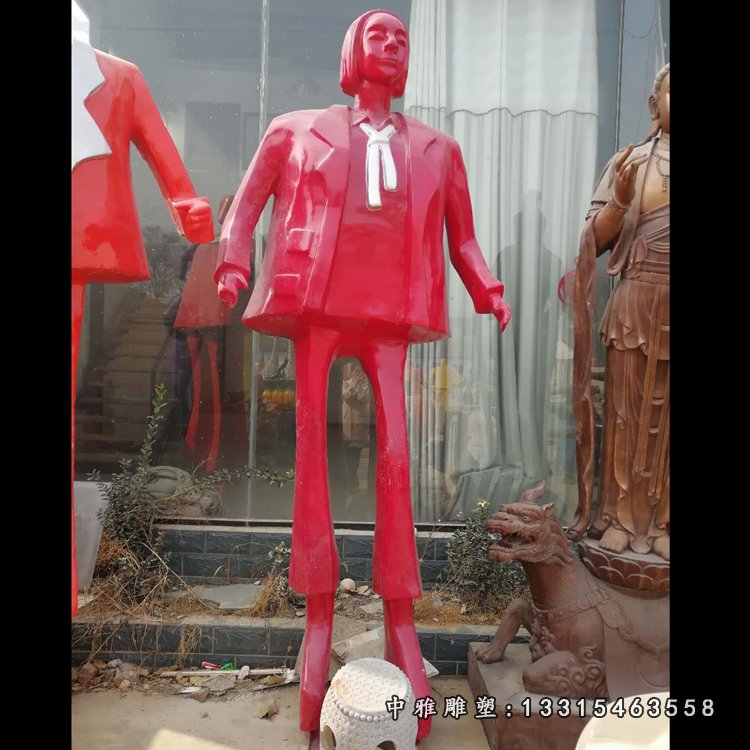 不锈钢抽象购物人物雕塑 (1)