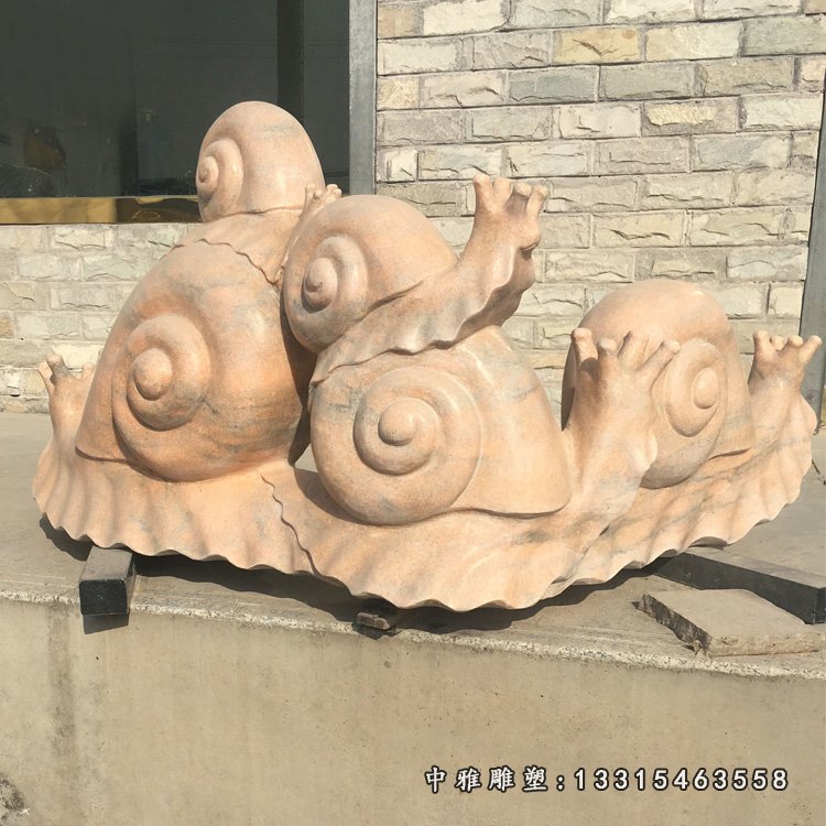 大理石爬行蜗牛 石雕公园动物摆件 (2)