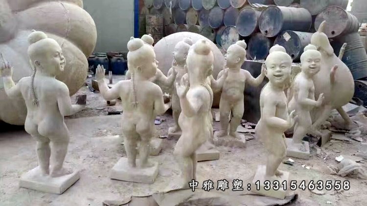 大理石儿童玩耍 石雕公园人物雕塑