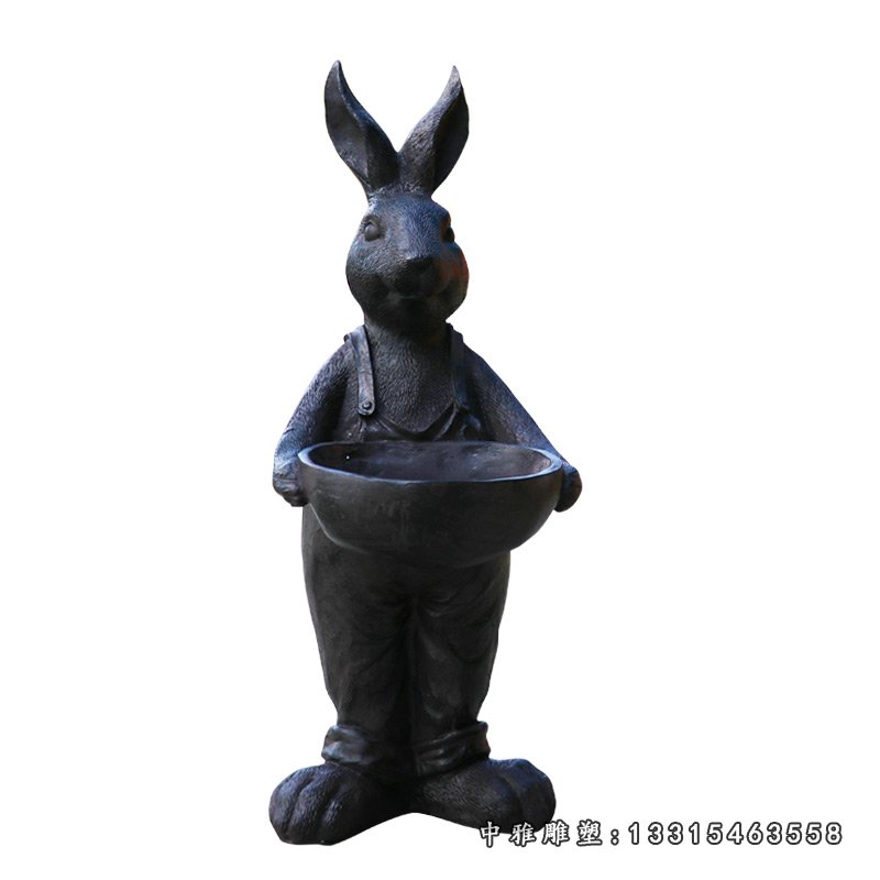 玻璃钢端着黑过 的兔子 公园动物