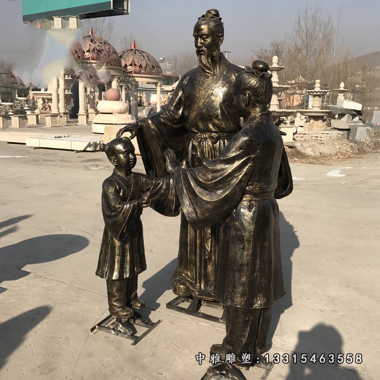 古代历史典故雕塑玻璃钢仿铜孔融让梨人物摆件