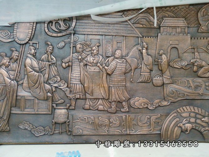 锻铜古代人物浮雕，比干浮雕雕塑