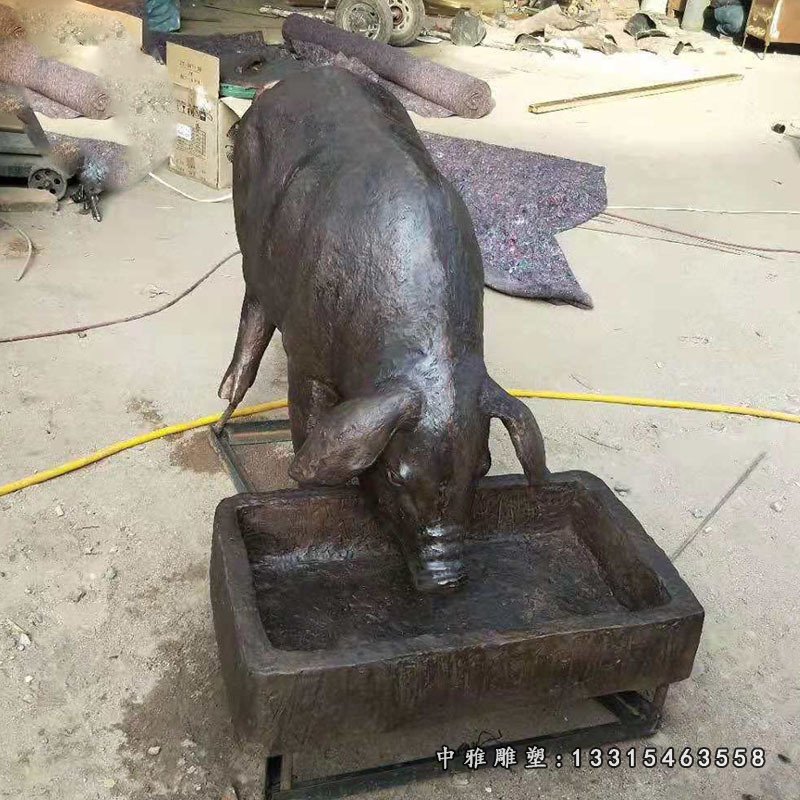 铜雕农场猪动物摆件 (3)
