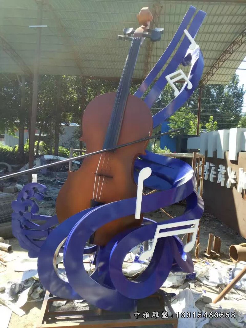 不锈钢音符提琴景观雕塑