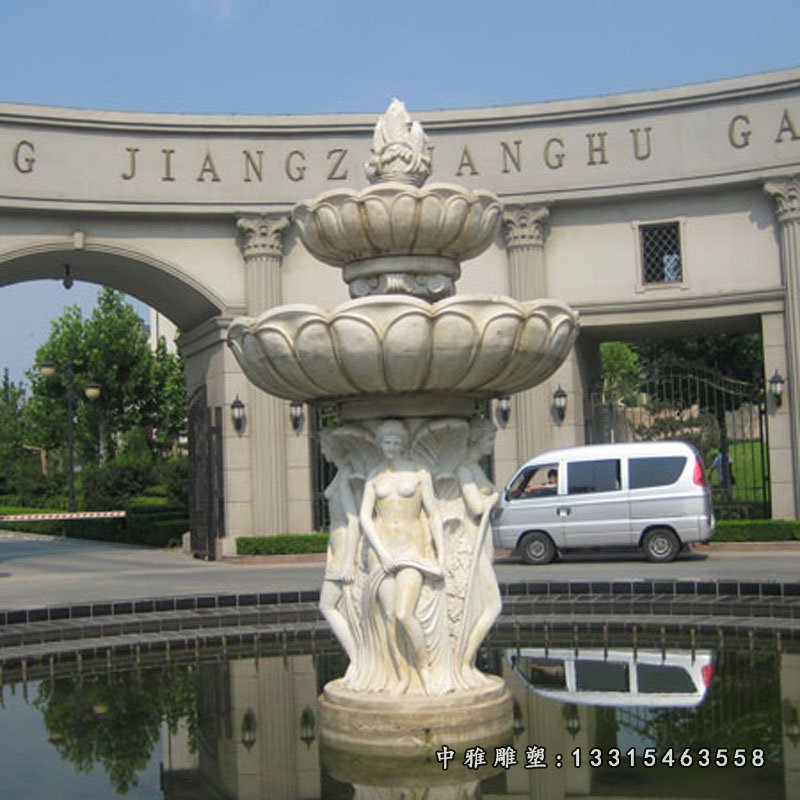 石雕人物喷泉，小区石喷泉雕塑