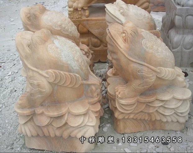 金蟾石雕，晚霞红金蟾雕塑