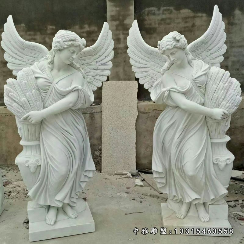 汉白玉人物雕塑，石雕西方天使