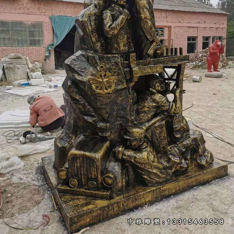 户外仿铜人物玻璃钢工人雕塑小品公园景区广场园林装饰摆件新品66412
