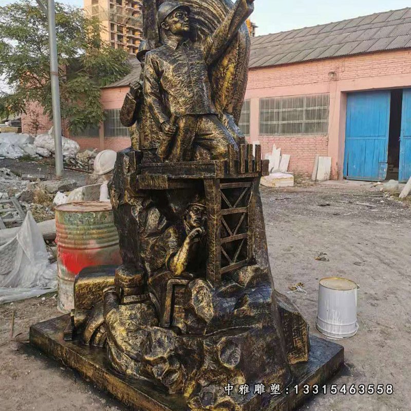 户外仿铜人物玻璃钢工人雕塑小品公园景区广场园林装饰摆件新品66413