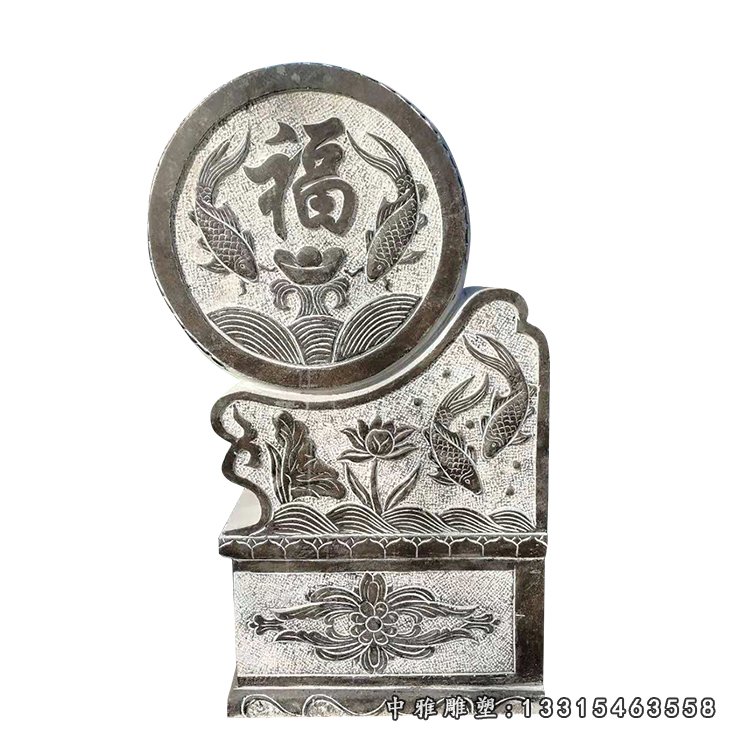 青石鲤鱼抱鼓 石雕庭院门口雕塑